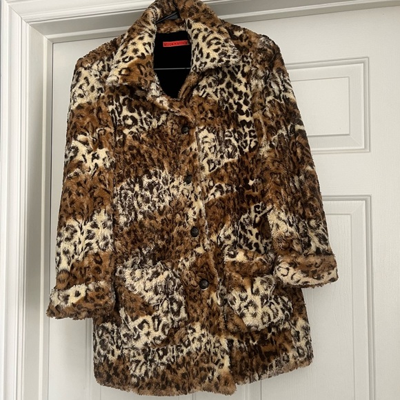 ALICE + OLIVIA Pali Faux Fur Leopard Print Jacket Size Small - Picture 4 of 10